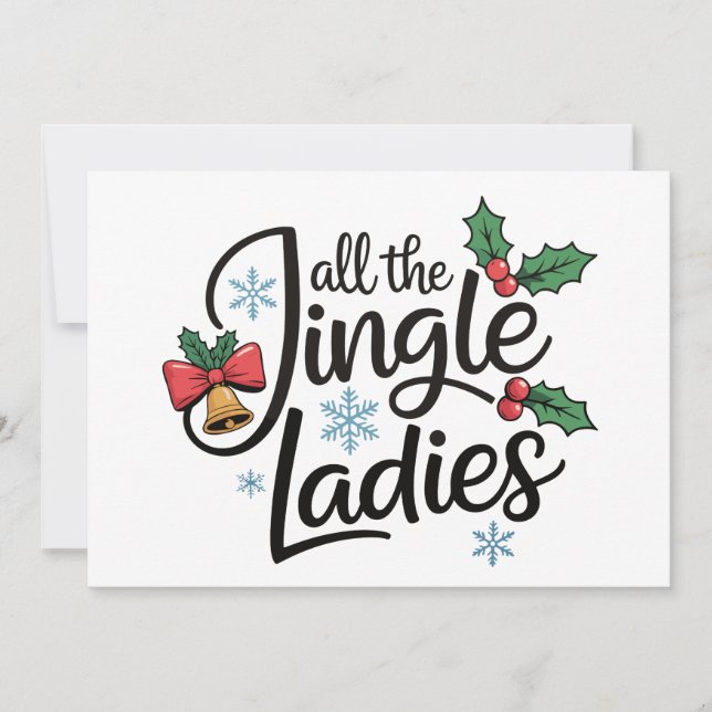 Alla Jingle Damer Julklockor Jul Xmas Inbjudningar (Framsida)