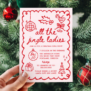 Alla Jingle Ladies Tjejsnatt Julfest Inbjudningar