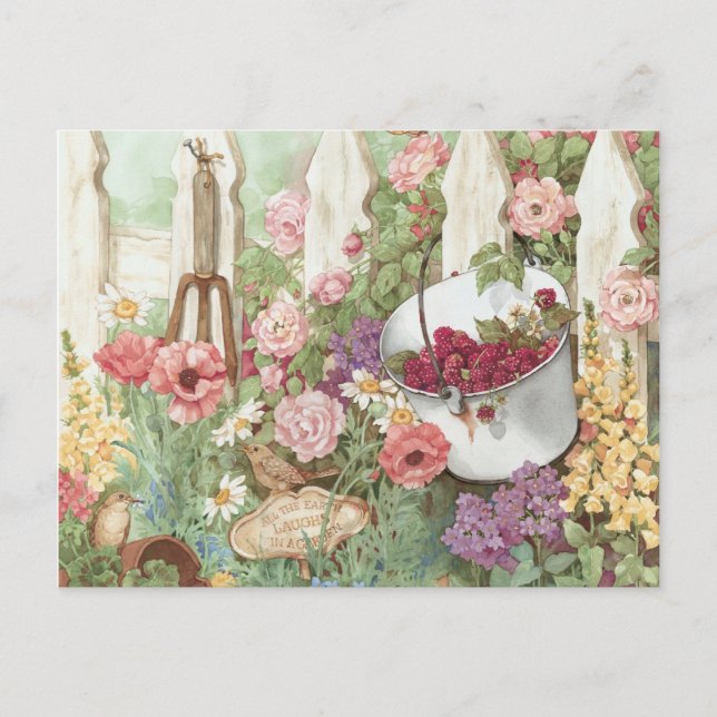 Alla jordborttar i en Garden - Picket Fence Vykort (Framsida)