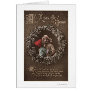 Alla JULAFTON Joys är ThineLittle Kids Kissing Hälsningskort