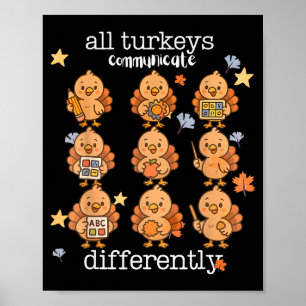 Alla kalkoner kommunicerar olika Thanksgiving A Poster
