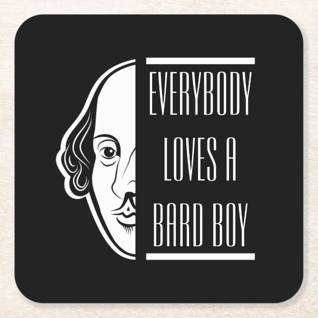 Alla Kärlek A Bard Boy Shakespeare Thespian Underlägg Papper Kvadrat (Framsidan)