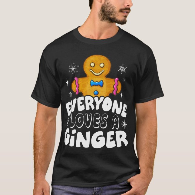 Alla Kärlek A Ginger Cute Gingerbröd jul T Shirt (Framsida)