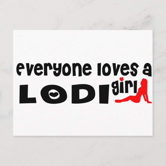 Alla kärlek en Lodi-flicka Vykort (Framsida)