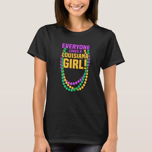 Alla Kärlek Louisiana Girl Mardi Gras Pärlor Par T Shirt (Framsida)