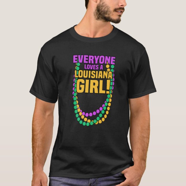 Alla Kärlek Louisiana Girl Mardi Gras Pärlor Par T Shirt (Framsida)
