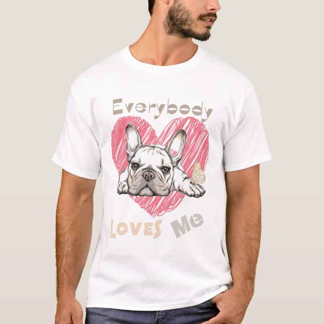 Alla kärlek mig en söt samling med frenchie  t shirt (Framsida)