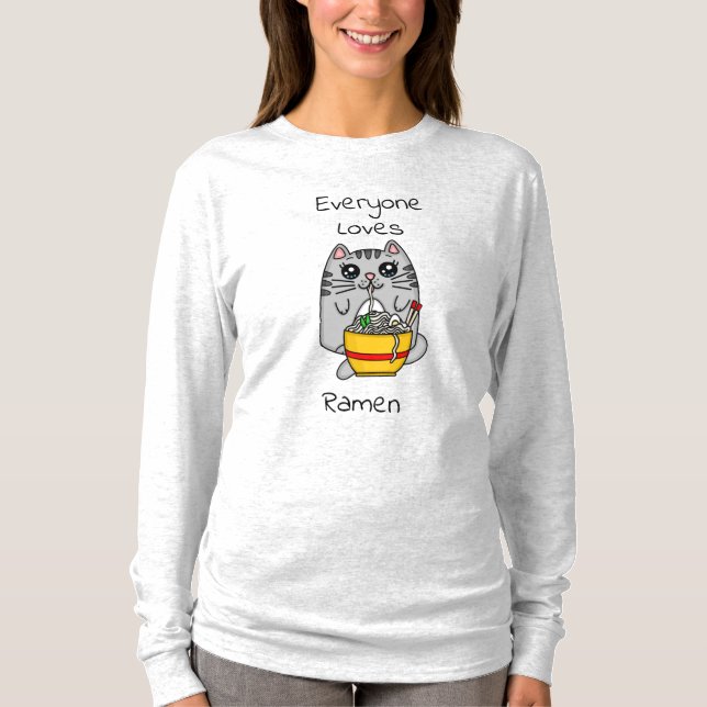 Alla Kärlek Ramen | Funny Cat Pun T Shirt (Framsida)