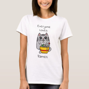 Alla Kärlek Ramen Funny Cat Pun T Shirt