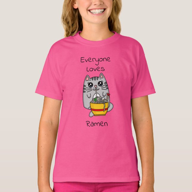 Alla Kärlek Ramen | Funny Cat Pun T Shirt (Framsida)