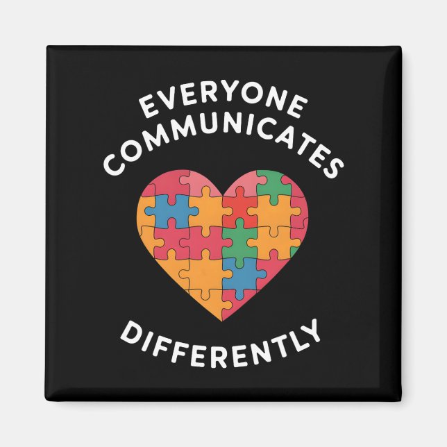 Alla Kommunicerar Olika Autism Acceptans Magnet (Framsidan)