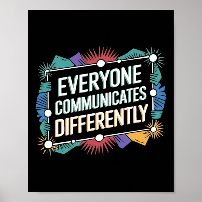 Alla Kommunicerar Olika Autism Acceptans Poster (Framsidan)