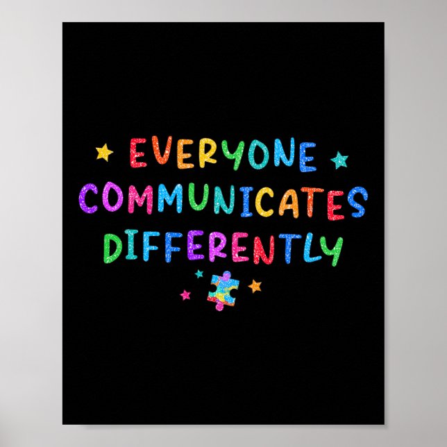 Alla Kommunicerar Olika Autism Acceptans Poster (Framsidan)