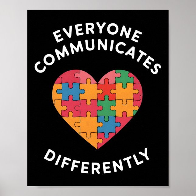 Alla Kommunicerar Olika Autism Acceptans Poster (Framsidan)