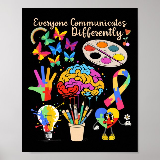 Alla kommunicerar olika autism månad Acc Poster (Framsidan)