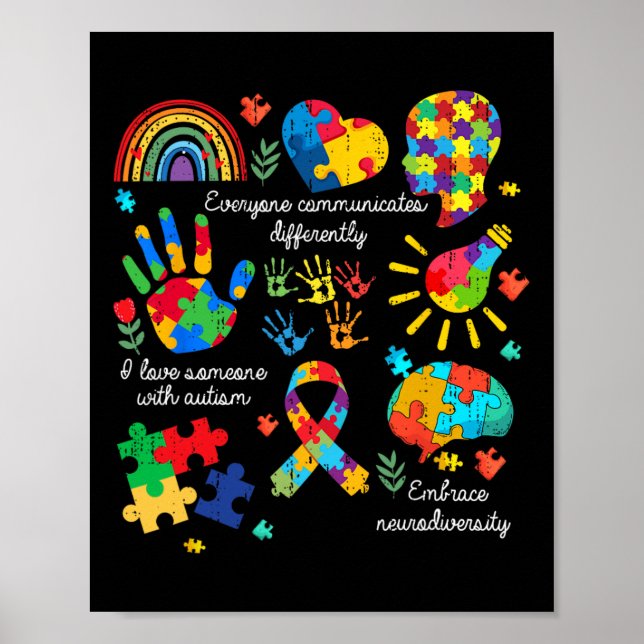 Alla Kommunicerar Olika Autism Neurodiversitet Poster (Framsidan)