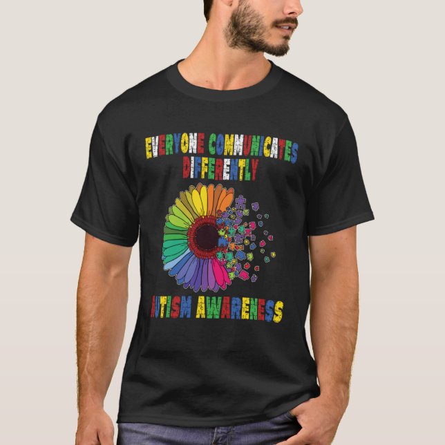 Alla Kommunicerar Olika Autism Speciell A T Shirt (Framsida)