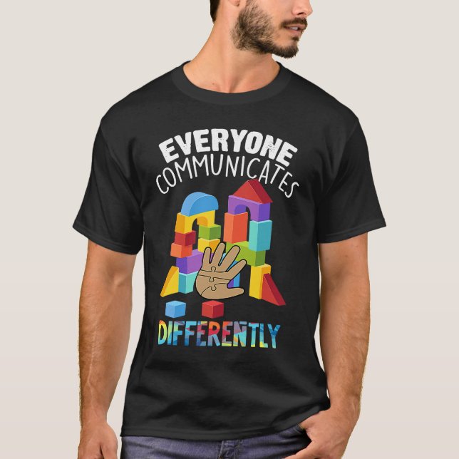 Alla Kommunicerar Olika Autism Speciellt E T Shirt (Framsida)