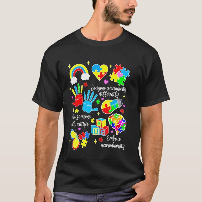 Alla Kommunicerar Olika Autism Tism Särbegåvning T Shirt (Framsida)
