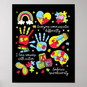 Alla Kommunicerar Olika Autism Utvecklingsstörning Poster