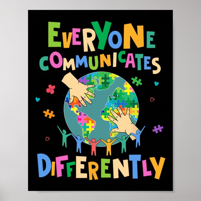 Alla kommunicerar olika Autism World Kind Poster (Framsidan)