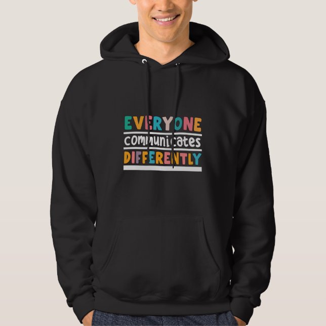 Alla kommunicerar olika autismmedvetenhet hoodie (Framsida)