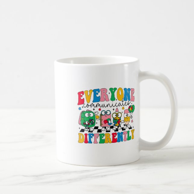 Alla kommunicerar olika autismmedvetenhet kaffemugg (Höger)