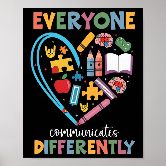 Alla kommunicerar olika autismmedvetenhet poster (Framsidan)