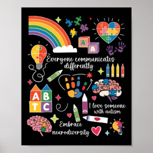 Alla kommunicerar olika autismmedvetenhet poster