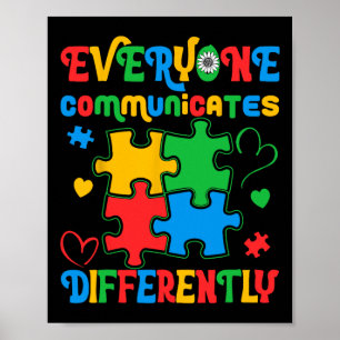 Alla kommunicerar olika autismmedvetenhet poster