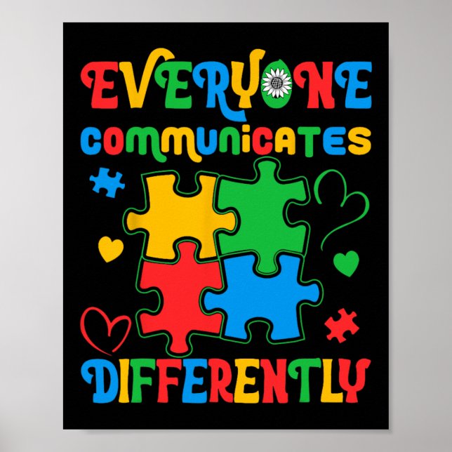Alla kommunicerar olika autismmedvetenhet poster (Framsidan)