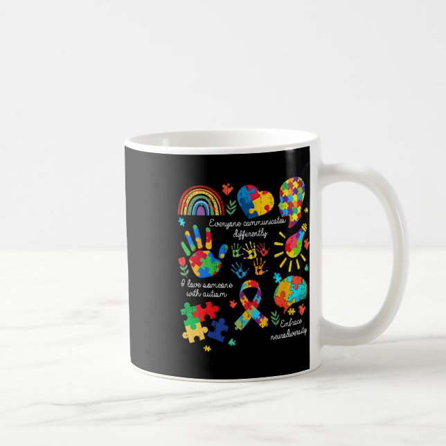 Alla kommunicerar olika autismneurodiv kaffemugg (Höger)