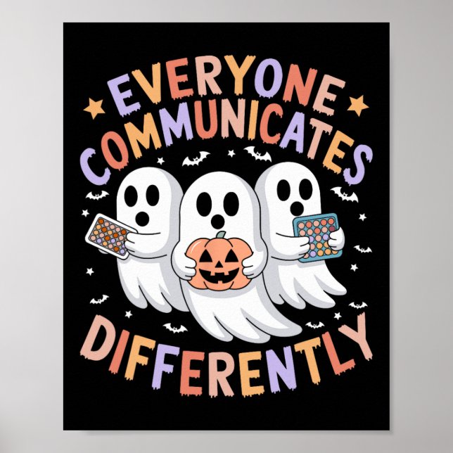 Alla Kommunicerar Olika Halloween Autism Poster (Framsidan)