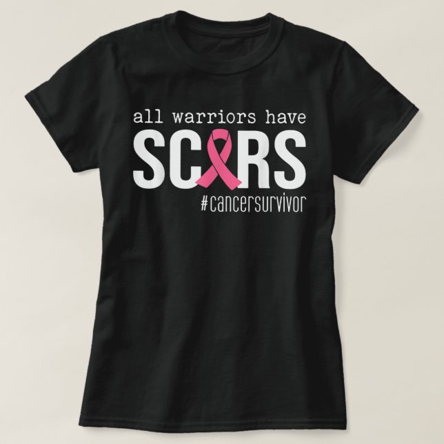 alla krigare har ärr rosa bröstcancer hos band t shirt (Design framsida)