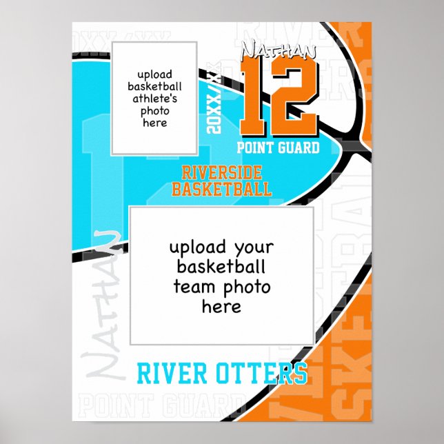 ALLA lagfärger basketlag + idrottsbild Poster (Framsidan)