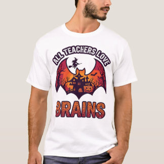 Alla lärare älskar hjärnor Halloween Fladdermus Sp T Shirt