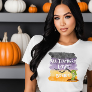 Alla lärare Kärlek Brains Halloween Teacher Tshirt T Shirt