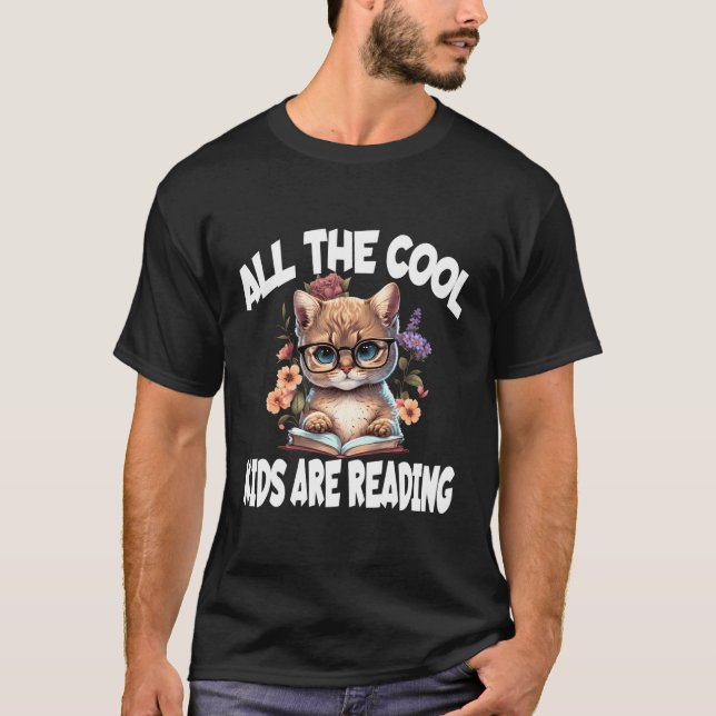Alla läser katt för läsare t shirt (Framsida)