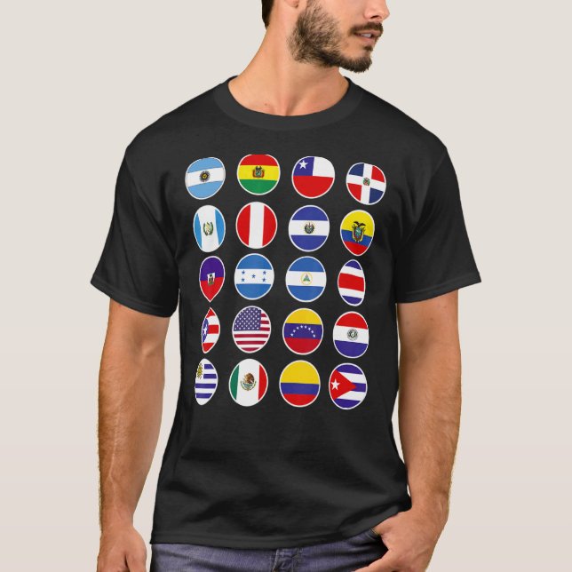 Alla latinamerikanska Flaggor Land Hispanic Herita T Shirt (Framsida)