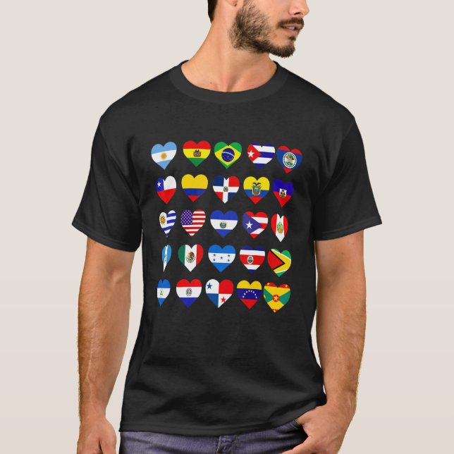 Alla latinamerikanska Flaggor Land Hispanic Herita T Shirt (Framsida)