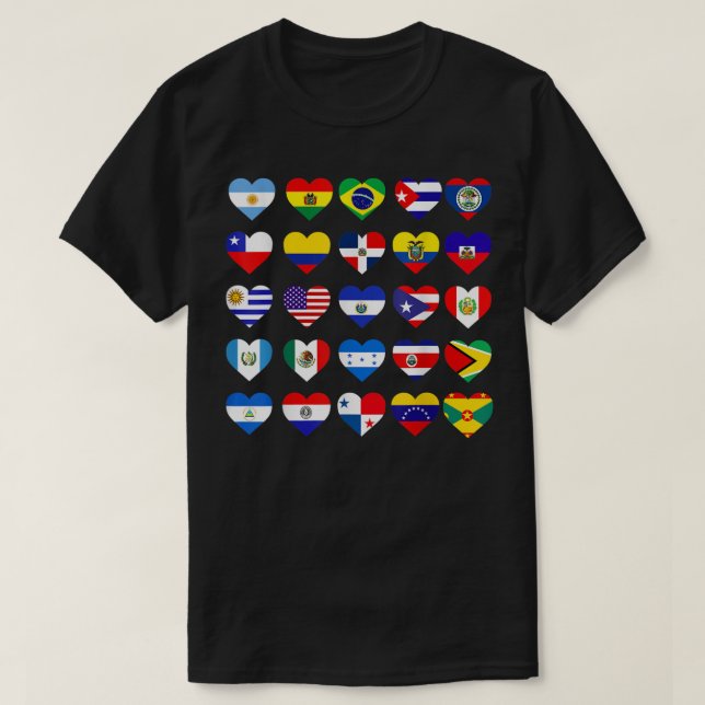 Alla latinamerikanska Flaggor Land Hispanic Herita T Shirt (Design framsida)