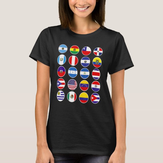 Alla latinamerikanska Flaggor Land Hispanic Herita T Shirt (Framsida)