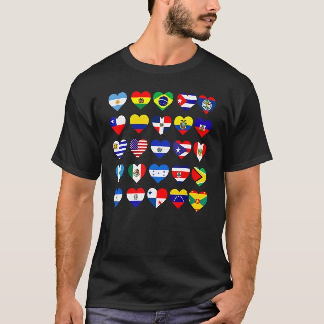 Alla latinamerikanska Flaggor Land Hispanic Herita T Shirt (Framsida)