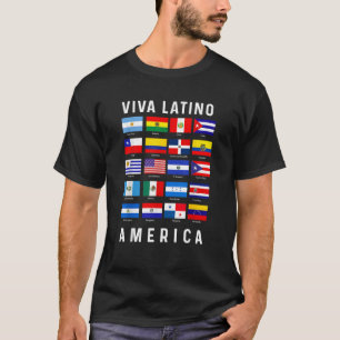 Alla latinamerikanska Flaggor Land Viva Latino Ame T Shirt