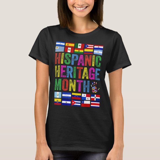 Alla latinamerikanska Flaggor Latino Hispanic Heri T Shirt (Framsida)