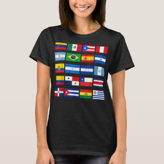 Alla latinamerikanska Flaggor Latino Hispanic Heri T Shirt