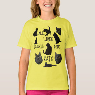 Alla liv förtjänar nio katters roliga kattälskare- t shirt