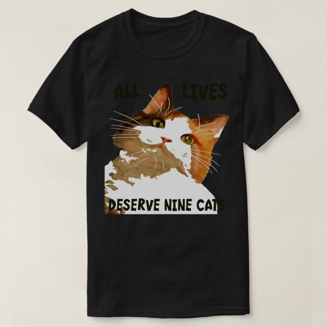 Alla liv har hämtat nio katter Calico Cat Art T Shirt (Design framsida)
