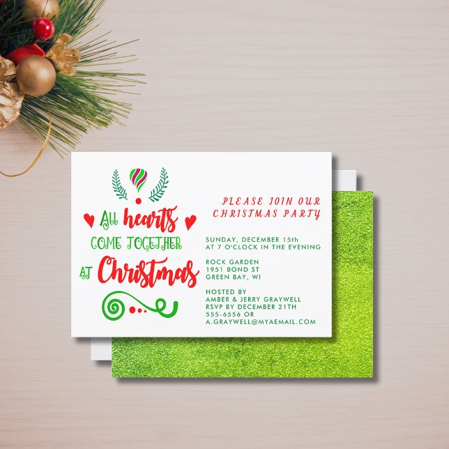 Alla lyssnar på Komen tillsammans vid julen Helgda Inbjudningar (All Hearts Come Together At Christmas Holiday Invitation)