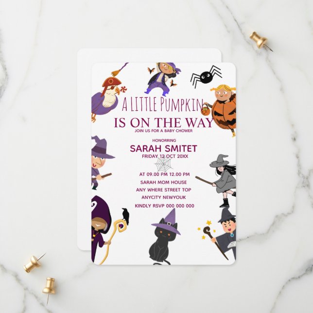 Alla måndagsinbjudningar, Halloween Birthd Spara Datumet (Fram/Back In Situ)